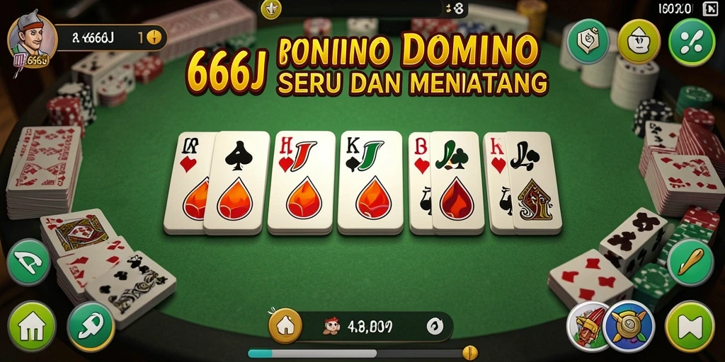 Gameplay seru Domino dalam aplikasi 666J yang menantang.