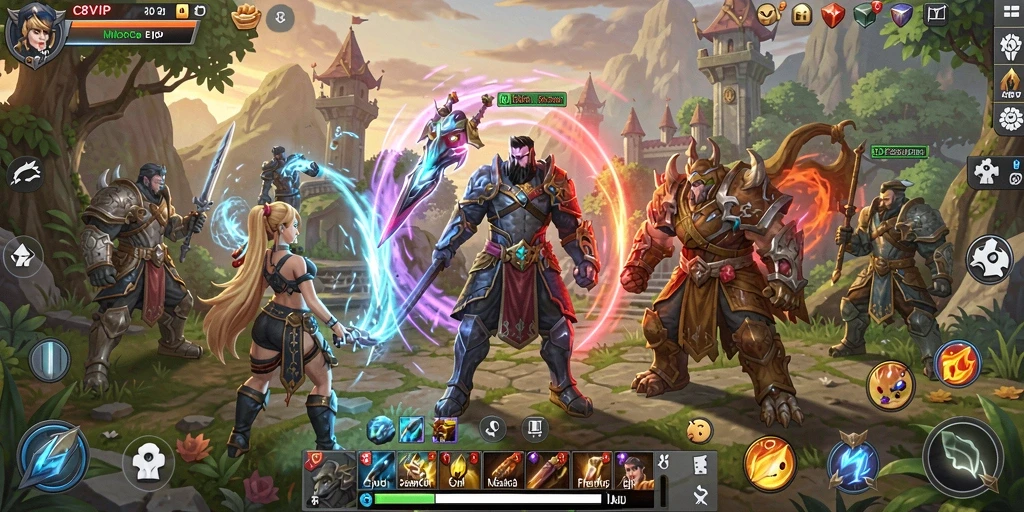Screenshot menunjukkan aksi seru dalam petualangan MMORPG C8VIP.