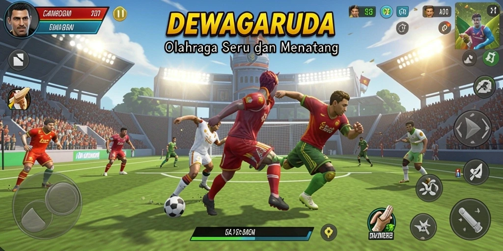 Tampilan gameplay seru di DEWAGARUDA penuh keseruan olahraga.