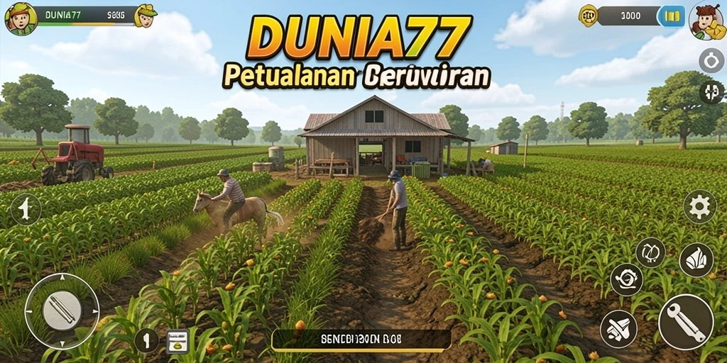 Tampilan menarik dari gameplay pertanian DUNIA77 yang menghiasi layar.