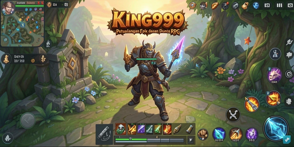 Tampilan gameplay KING999 dengan karakter yang sedang bertarung.