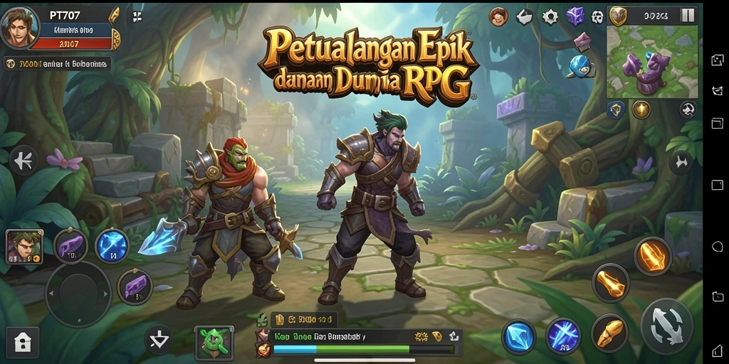 Screenshot utama PT707 menampilkan karakter beraksi dalam pertempuran epik.