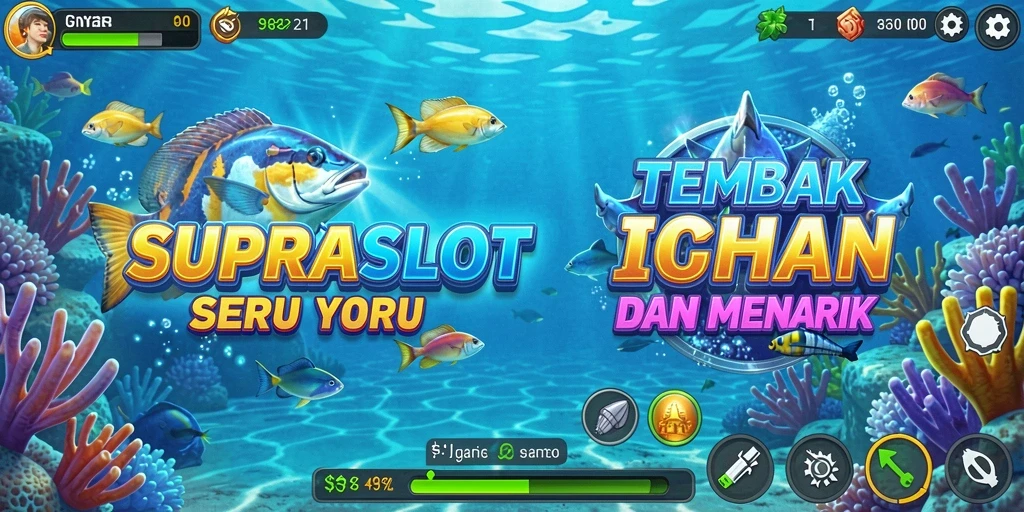 Tampilan gameplay di SUPRASLOT yang menarik saat menembak ikan.