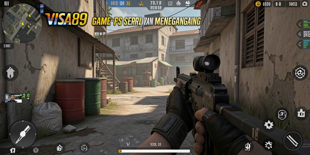 Tampilan seru aksi tembak-menembak dalam gameplay VISA89.