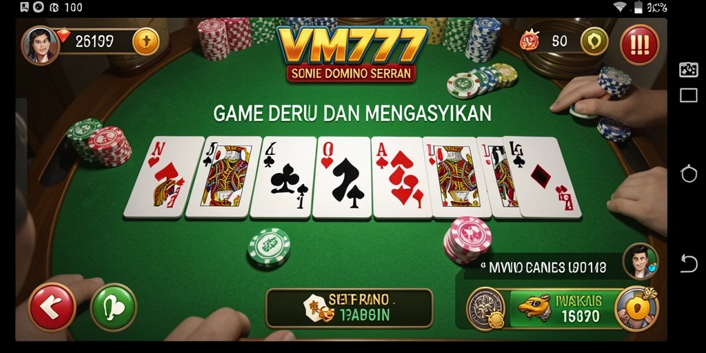 Tampilan gameplay seru dalam permainan Domino VM777.
