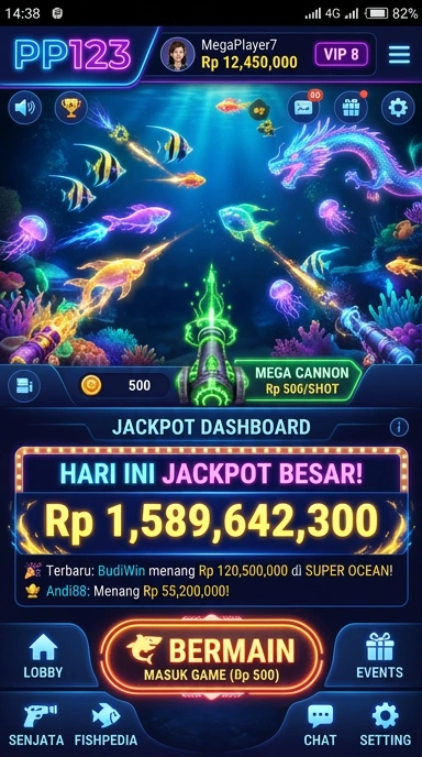 Tampilan utama aplikasi pp123 dengan navigasi yang mudah.